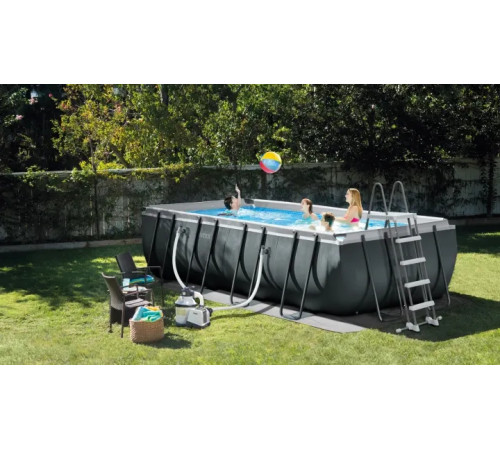 Басейн каркасний прямокутний 9в1 INTEX 26364GN, 732 х 366 х 132 см, темно-сірий Басейн каркасний прямокутний 9в1 INTEX 26364GN, 732 х 366 х 132 см, темно-сірий