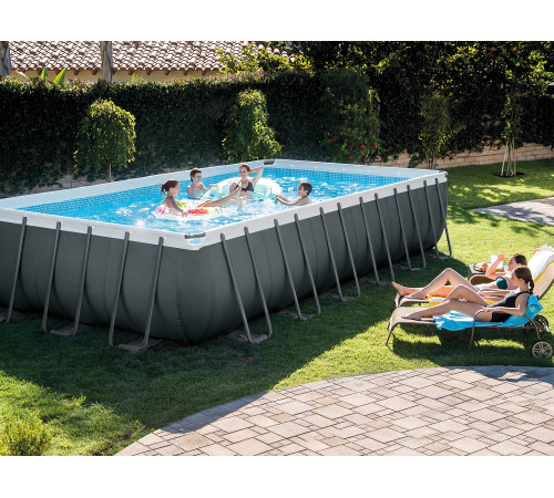 Басейн каркасний прямокутний 9в1 INTEX 26364GN, 732 х 366 х 132 см, темно-сірий Басейн каркасний прямокутний 9в1 INTEX 26364GN, 732 х 366 х 132 см, темно-сірий