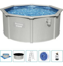 Басейн каркасний Bestway Hydrium з аксесуарами, 300 x 120 см, світло - сірий