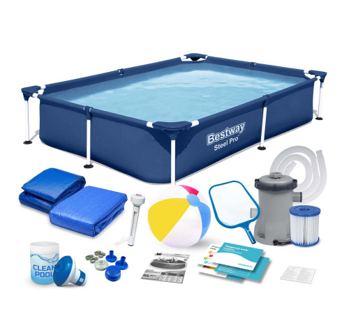 Басейн каркасний прямокутний 16в1 Bestway 56401N, 221 x 150 x 43 см