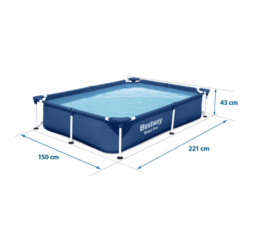 Басейн каркасний прямокутний 16в1 Bestway 56401N, 221 x 150 x 43 см