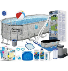 Басейн каркасний овальний 7в1 Bestway Power Steel Swim Vista з вікном 549 x 274 x 122 см 
