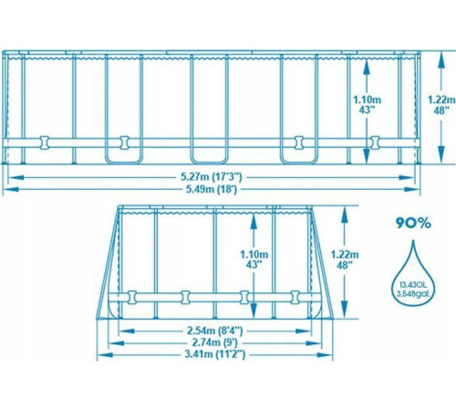 Басейн каркасний овальний 7в1 Bestway Power Steel Swim Vista з вікном 549 x 274 x 122 см Басейн каркасний овальний 7в1 Bestway Power Steel Swim Vista з вікном 549 x 274 x 122 см