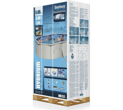 Басейн каркасний овальний 10в1 Bestway 56586 Hydrium 500 x 360 см, світло-сірий