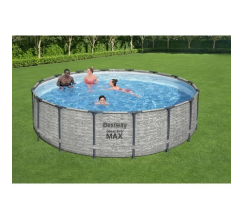 Басейн каркасний 5в1 BESTWAY Steel Pro MAX 488 x 122 см імітація каменю + аксесуари Басейн каркасний 5в1 BESTWAY Steel Pro MAX 488 x 122 см імітація каменю + аксесуари