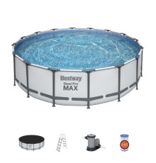 Басейн каркасний 5в1 BESTWAY Steel Pro MAX 488x122 см + драбина + кришка