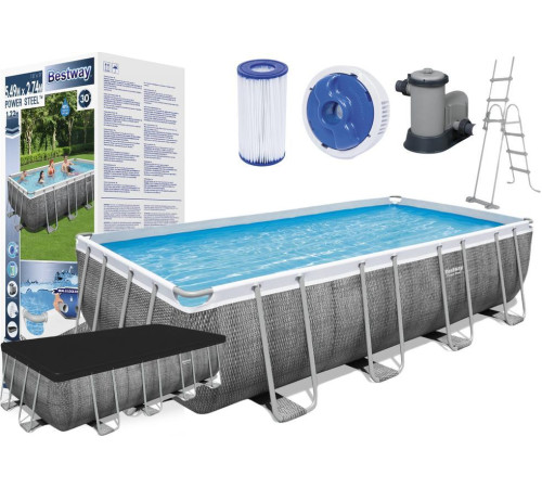 Басейн каркасний прямокутний Bestway Power Steel 549 x 274 x 122 см - сірий