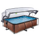 Басейн каркасний прямокутний EXIT з куполом 220х150х65 см в кольорі "дерево"
