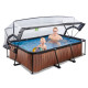 Басейн каркасний прямокутний EXIT з куполом 220х150х65 см в кольорі "дерево"