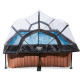Басейн каркасний прямокутний EXIT з куполом 220х150х65 см в кольорі "дерево"