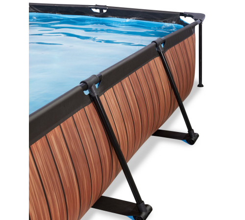 Басейн каркасний прямокутний EXIT з куполом 220х150х65 см в кольорі "дерево"