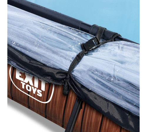 Басейн каркасний прямокутний EXIT з куполом 220х150х65 см в кольорі "дерево"