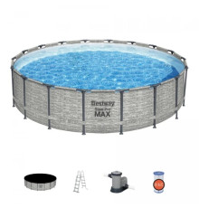 Басейн каркасний 5в1 BESTWAY Steel Pro MAX 549 x 122 см імітація каменю + аксесуари