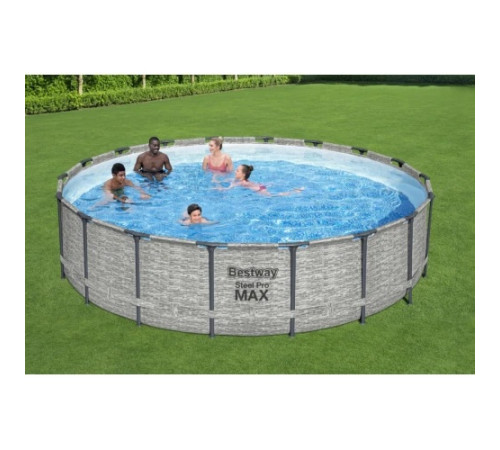 Басейн каркасний 5в1 BESTWAY Steel Pro MAX 549 x 122 см імітація каменю + аксесуари Басейн каркасний 5в1 BESTWAY Steel Pro MAX 549 x 122 см імітація каменю + аксесуари