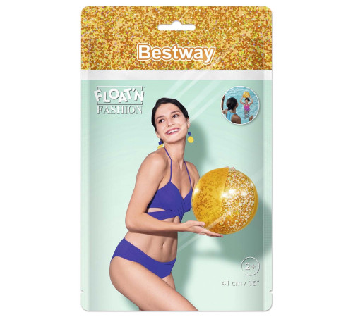 М'яч надувний з блискітками Bestway 31050 золотий, 41см