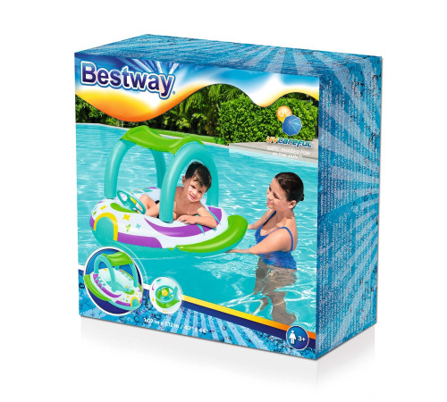 Пліт надувний пляжний з навісом Bestway 34149, 107 x 112 см