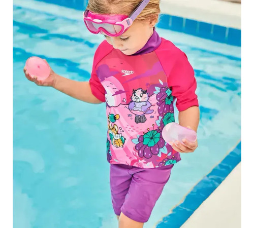 Окуляри-маска для плавання дитячі Speedo SEA SQUAD MASK JU, рожево-сірі