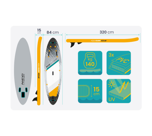 Надувна SUP дошка (Сапборд) Neo-Sport 170205 Aquasurf 320 х 84 х 15 см
