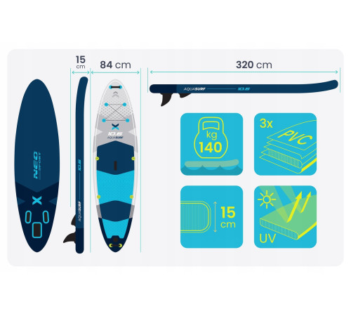 Надувна SUP дошка (Сапборд) Neo-Sport 170206 Aquasurf 320 х 84 х 15 см