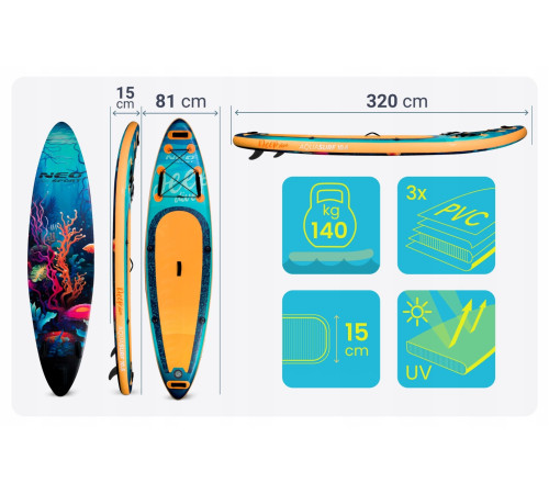Надувна SUP дошка (Сапборд) Neo-Sport 170214 Aquasurf 320 х 84 х 15 см
