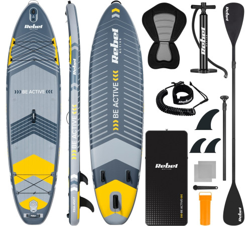 Надувна SUP дошка (Сапборд) REBEL ACTIVE RBA-4507 335 сіро-жовта