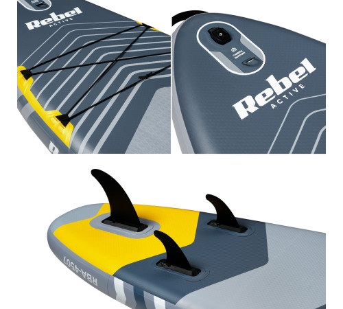 Надувна SUP дошка (Сапборд) REBEL ACTIVE RBA-4507 335 сіро-жовта