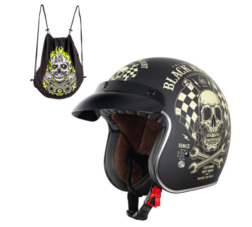 Мотоциклетний шолом W-TEC Kustom Black Heart - розмір XL (61-62)/матовий чорний