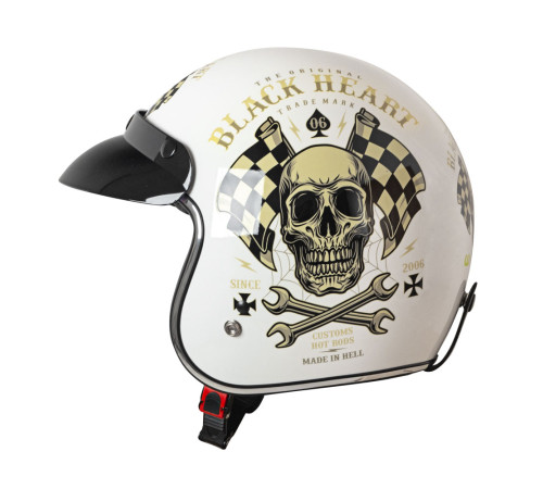 Мотоциклетний шолом W-TEC Kustom Black Heart - розмір L(59-60)/білий блиск