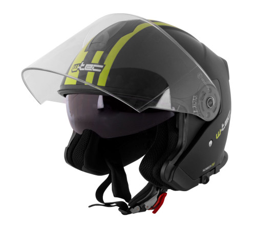 Мотоциклетний шолом W-TEC V586 з козирком - розмір S(55-56) / чорно-зелений