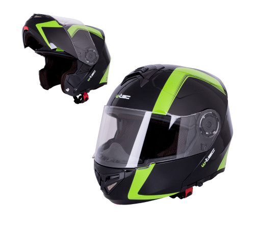 Мотоциклетний шолом W-TEC Vexamo - чорно-зелений / S (55-56)