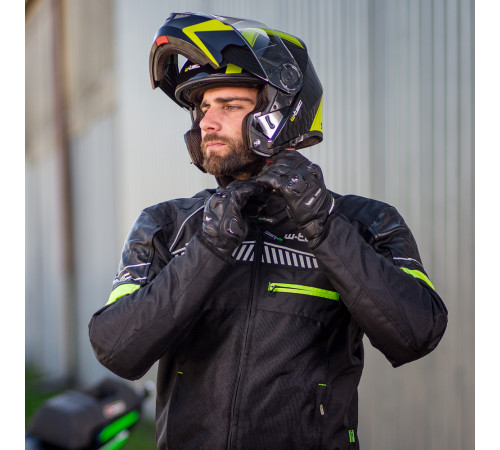 Мотоциклетний шолом W-TEC Vexamo - чорно-зелений / S (55-56)