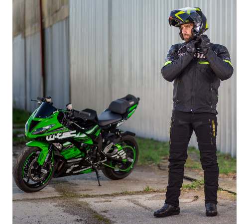 Мотоциклетний шолом W-TEC Vexamo - чорно-зелений / S (55-56)