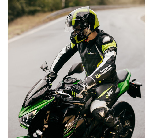 Мотоциклетний шолом W-TEC Vexamo - чорно-зелений / S (55-56)