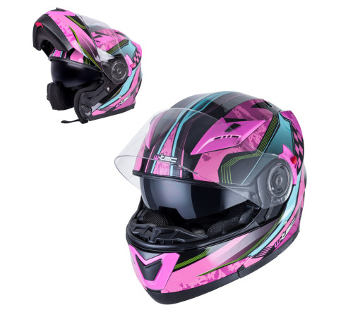 Мотоциклетний шолом W-TEC YM-925 Magenta - рожево-чорний / S (55-56)