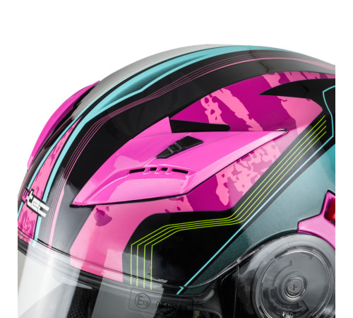 Мотоциклетний шолом W-TEC YM-925 Magenta - рожево-чорний / S (55-56)