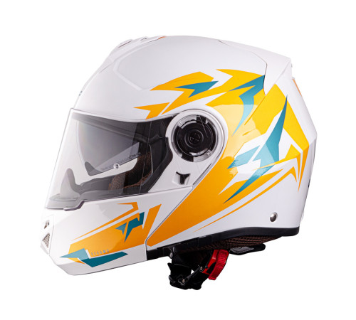Перекидний мотоциклетний шолом W-TEC Vexamo PI Graphic w/ Pinlock - біла графіка/XS (53-54)