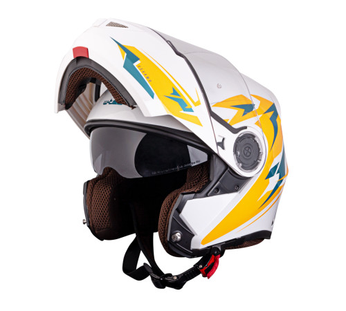Перекидний мотоциклетний шолом W-TEC Vexamo PI Graphic w/ Pinlock - біла графіка/L (59-60)