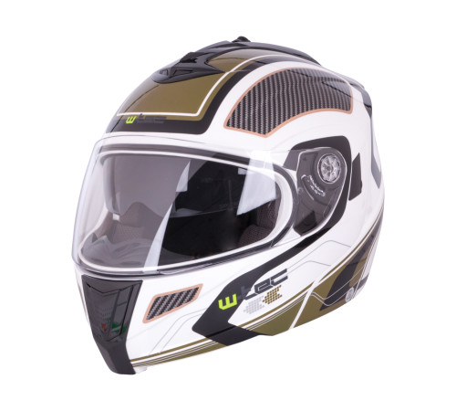 Перекидний мотоциклетний шолом W-TEC NK-839 - біло-оливковий/XXL (63-64)