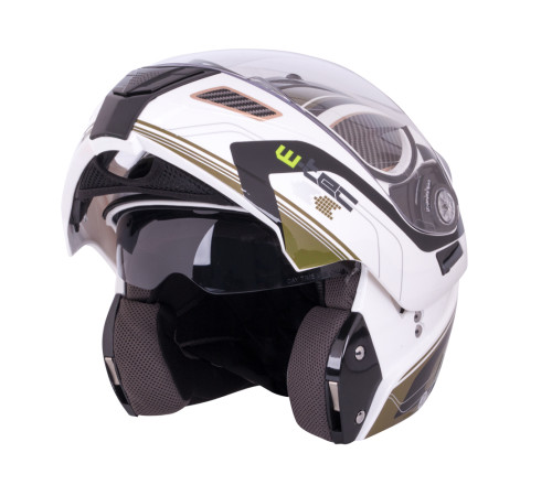 Перекидний мотоциклетний шолом W-TEC NK-839 - біло-оливковий/XXL (63-64)