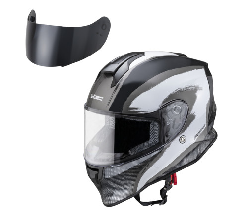 Мотоциклетний шолом W-TEC Integra Graphic - чорно-білий / S (55-56)