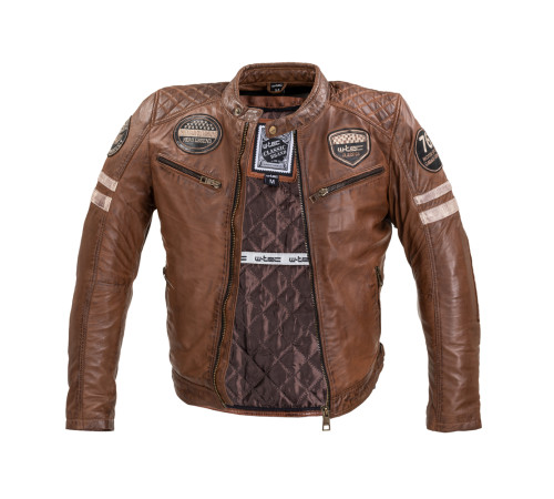 Чоловіча шкіряна куртка W-TEC Milano - коричневий / S
