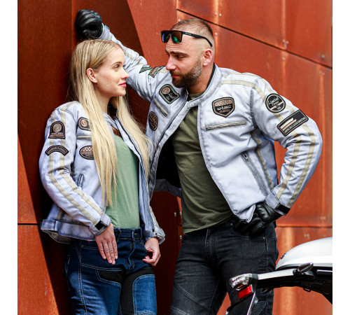 Чоловіча текстильна мотокуртка W-TEC Patriot - білий / 5XL