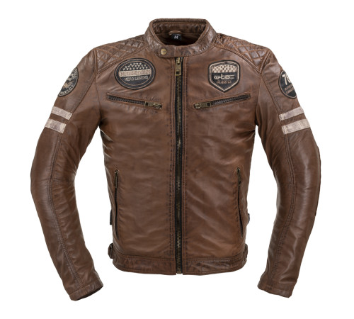 Чоловіча шкіряна куртка W-TEC Milano - коричневий / 4XL