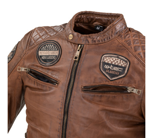 Чоловіча шкіряна куртка W-TEC Milano - коричневий / 4XL