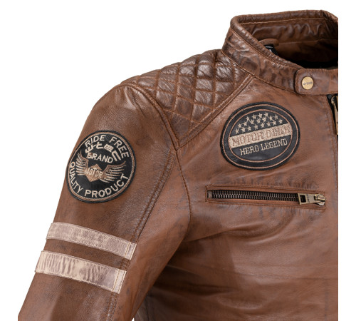 Чоловіча шкіряна куртка W-TEC Milano - коричневий / 4XL