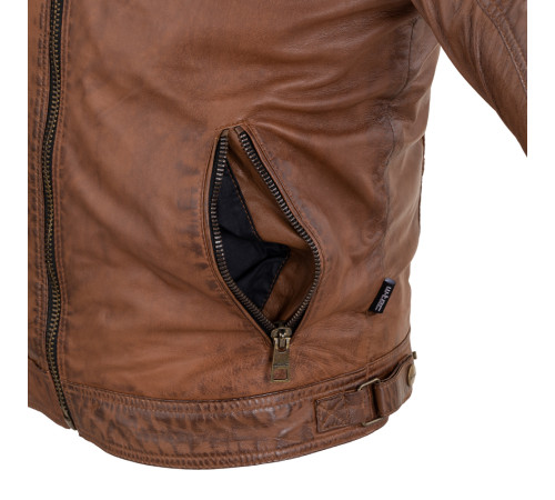 Чоловіча шкіряна куртка W-TEC Milano - коричневий / М