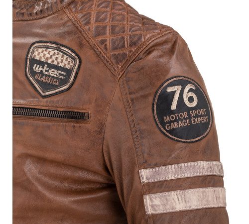 Чоловіча шкіряна куртка W-TEC Milano - коричневий / L