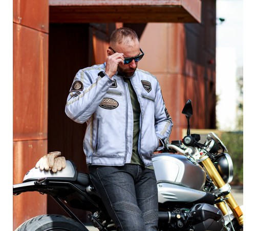 Чоловіча текстильна мотокуртка W-TEC Patriot - білий / S