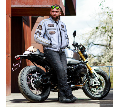 Чоловіча текстильна мотокуртка W-TEC Patriot - білий / L