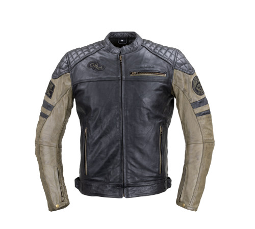 Чоловіча шкіряна мото куртка W-TEC Kostec - чорний/L